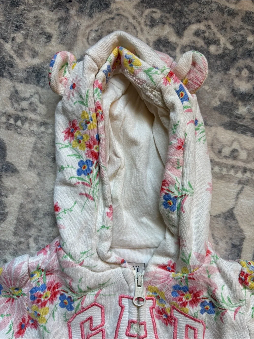 GAP White Floral zip hoodie